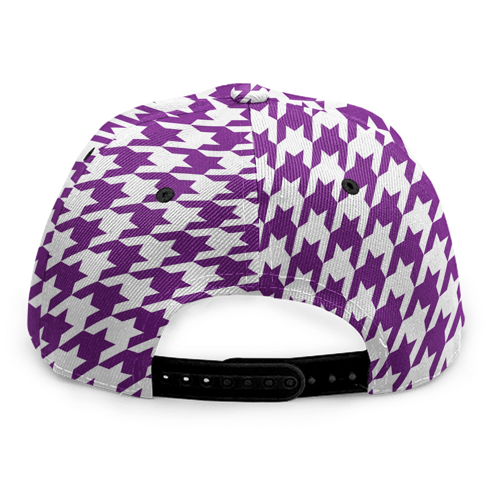 Purple And White Houndstooth Print Snapback Cap