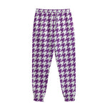 Purple And White Houndstooth Print Sweatpants