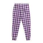 Purple And White Houndstooth Print Sweatpants