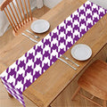 Purple And White Houndstooth Print Table Runner