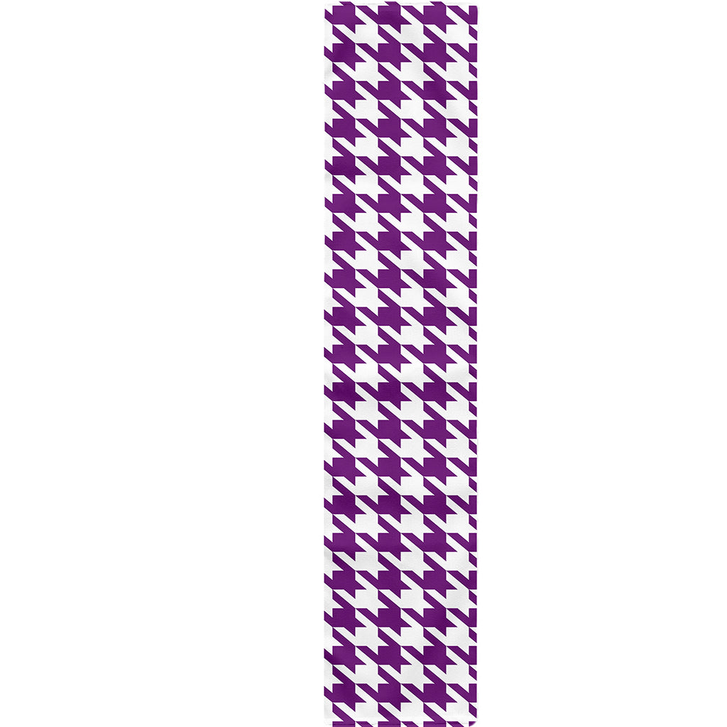 Purple And White Houndstooth Print Table Runner