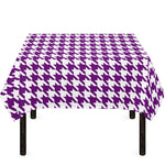 Purple And White Houndstooth Print Tablecloth