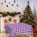 Purple And White Houndstooth Print Tablecloth