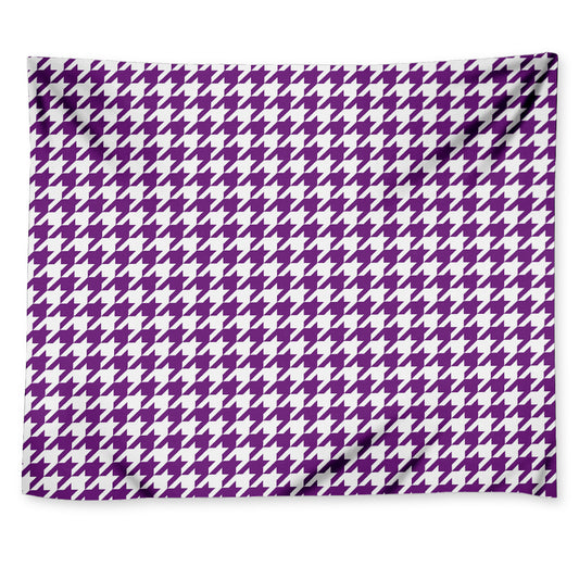 Purple And White Houndstooth Print Tapestry