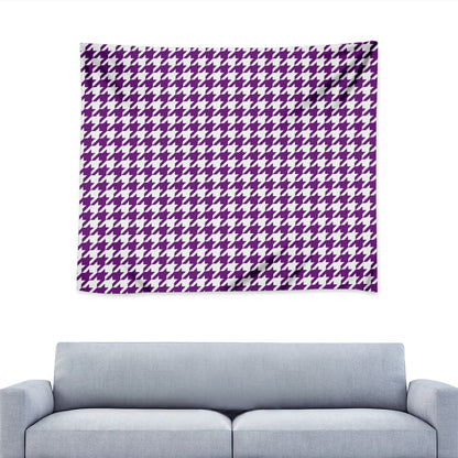 Purple And White Houndstooth Print Tapestry
