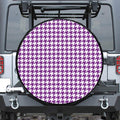 Purple And White Houndstooth Print Tire Cover