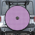 Purple And White Houndstooth Print Tire Cover With Camera Hole