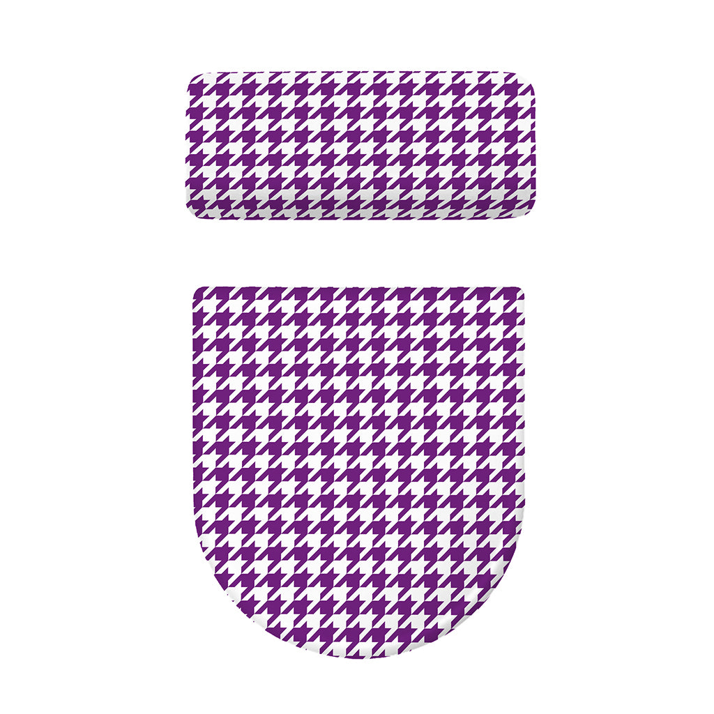 Purple And White Houndstooth Print Toilet Lid And Tank Cover Set