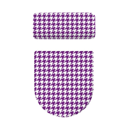 Purple And White Houndstooth Print Toilet Lid And Tank Cover Set