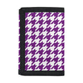 Purple And White Houndstooth Print Trifold Wallet