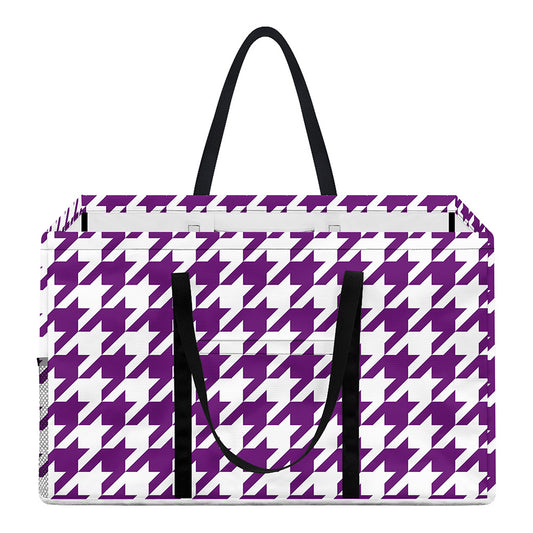 Purple And White Houndstooth Print Utility Tote Bag