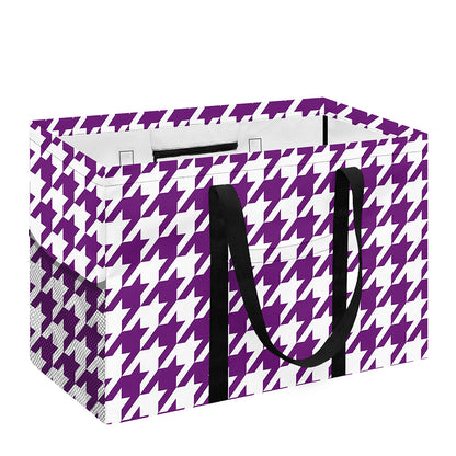 Purple And White Houndstooth Print Utility Tote Bag
