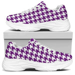 Purple And White Houndstooth Print White Chunky Shoes
