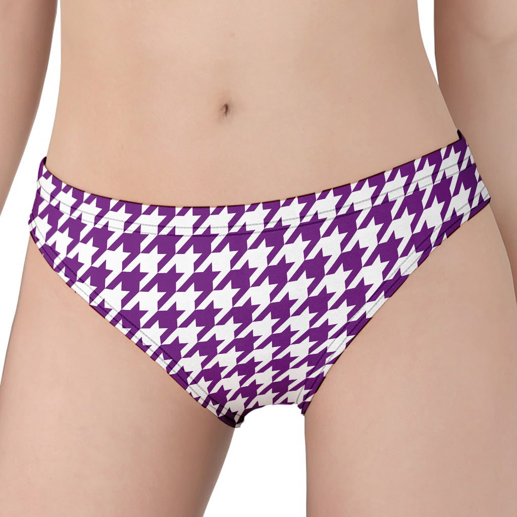 Purple And White Houndstooth Print Women's Panties