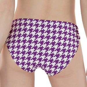 Purple And White Houndstooth Print Women's Panties