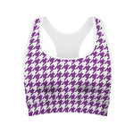 Purple And White Houndstooth Print Women's Sports Bra