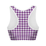 Purple And White Houndstooth Print Women's Sports Bra