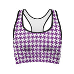 Purple And White Houndstooth Print Women's Sports Bra