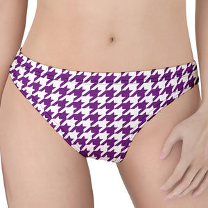 Purple And White Houndstooth Print Women's Thong