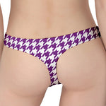 Purple And White Houndstooth Print Women's Thong