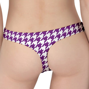 Purple And White Houndstooth Print Women's Thong