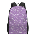 Purple And White Lavender Pattern Print 17 Inch Backpack