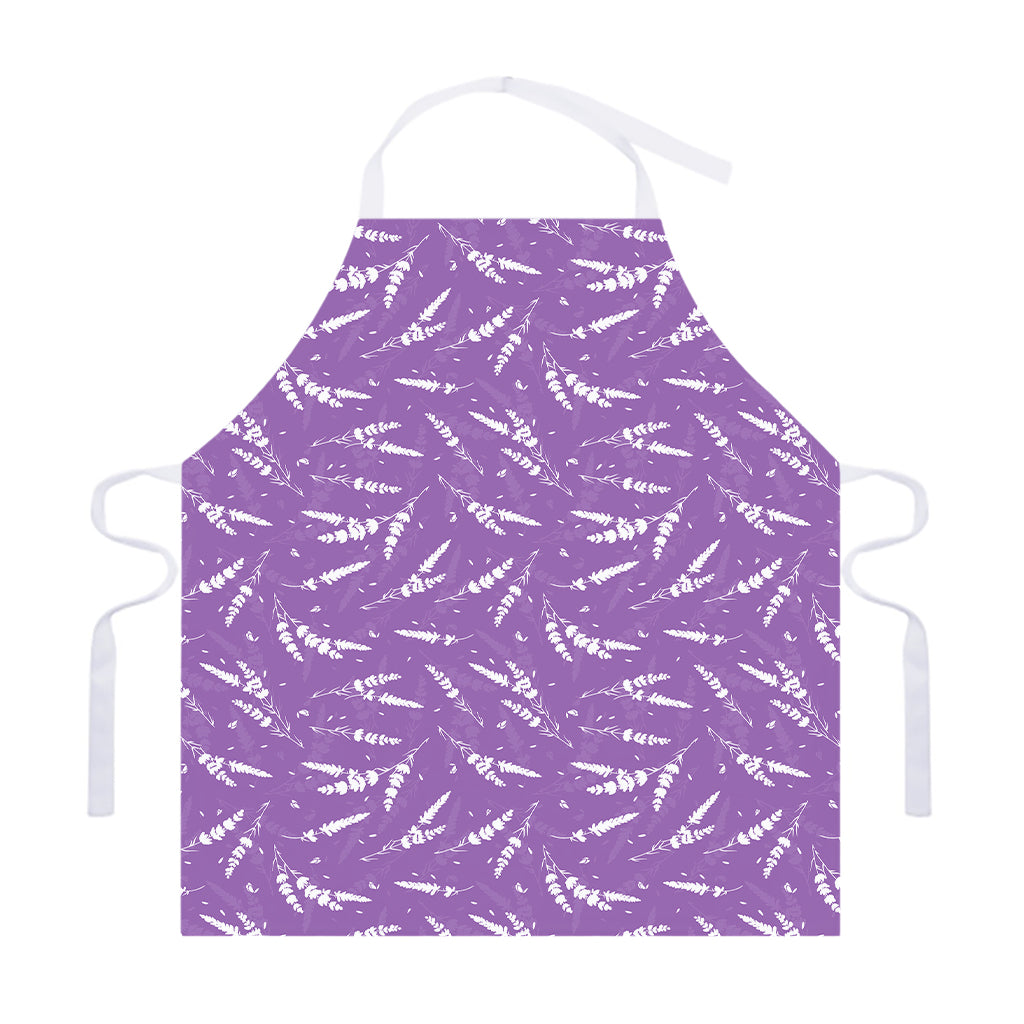 Purple And White Lavender Pattern Print Adjustable Apron