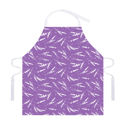 Purple And White Lavender Pattern Print Adjustable Apron