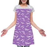 Purple And White Lavender Pattern Print Adjustable Apron