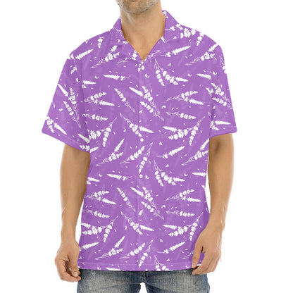 Purple And White Lavender Pattern Print Aloha Shirt