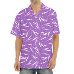Purple And White Lavender Pattern Print Aloha Shirt