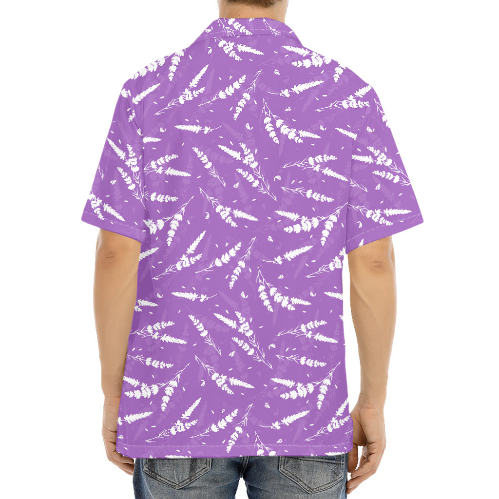 Purple And White Lavender Pattern Print Aloha Shirt