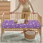 Purple And White Lavender Pattern Print Baby Crib Sheet