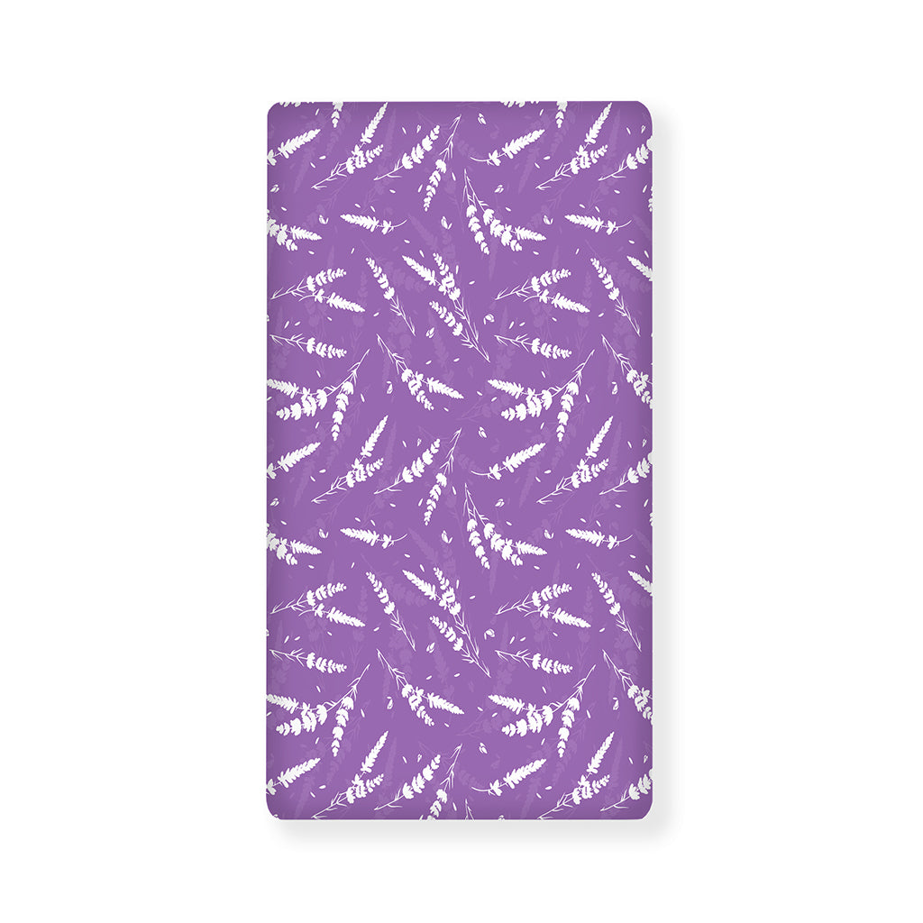 Purple And White Lavender Pattern Print Baby Crib Sheet