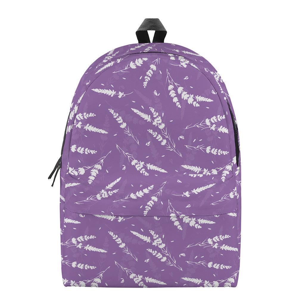 Purple And White Lavender Pattern Print Backpack