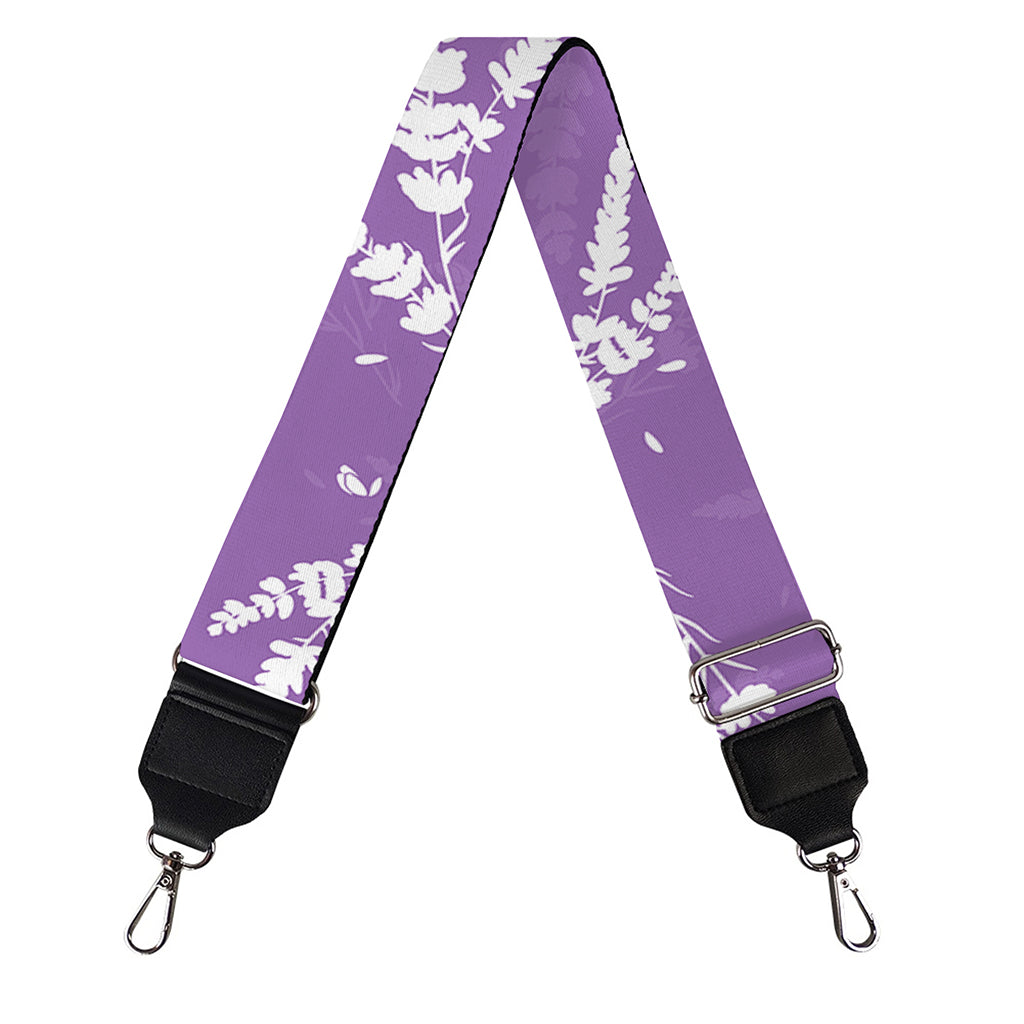 Purple And White Lavender Pattern Print Bag Strap
