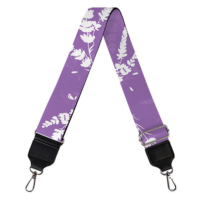 Purple And White Lavender Pattern Print Bag Strap