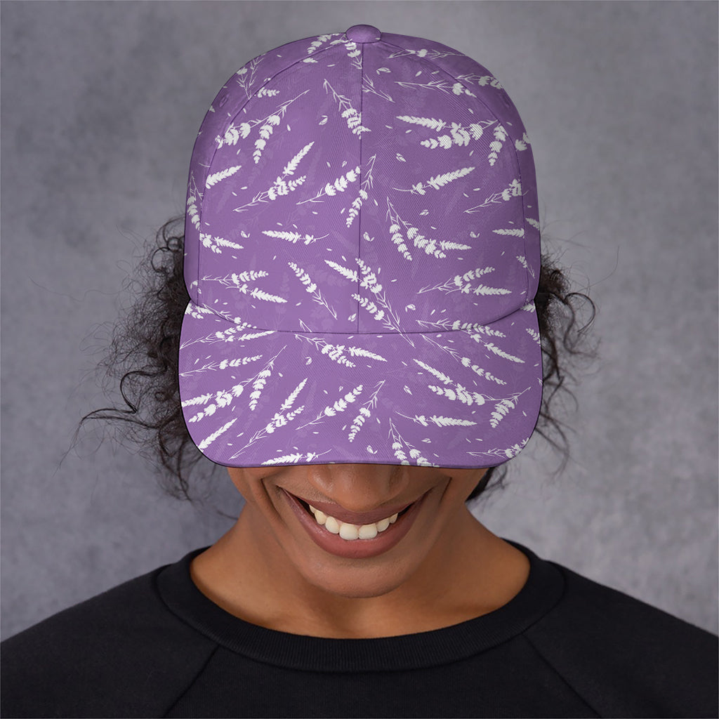 Purple And White Lavender Pattern Print Baseball Cap