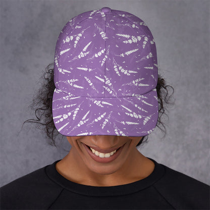 Purple And White Lavender Pattern Print Baseball Cap