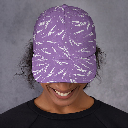 Purple And White Lavender Pattern Print Baseball Cap