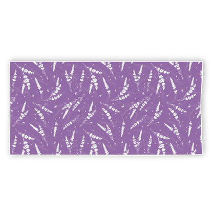 Purple And White Lavender Pattern Print Beach Towel