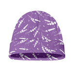 Purple And White Lavender Pattern Print Beanie