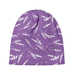 Purple And White Lavender Pattern Print Beanie