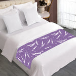Purple And White Lavender Pattern Print Bed Runner