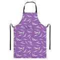Purple And White Lavender Pattern Print Bib Apron With Pocket