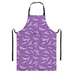 Purple And White Lavender Pattern Print Bib Apron With Pocket