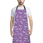 Purple And White Lavender Pattern Print Bib Apron With Pocket