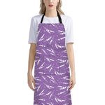 Purple And White Lavender Pattern Print Bib Apron With Pocket