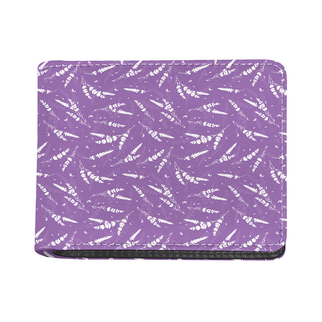 Purple And White Lavender Pattern Print Bifold Wallet