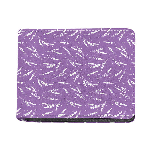 Purple And White Lavender Pattern Print Bifold Wallet